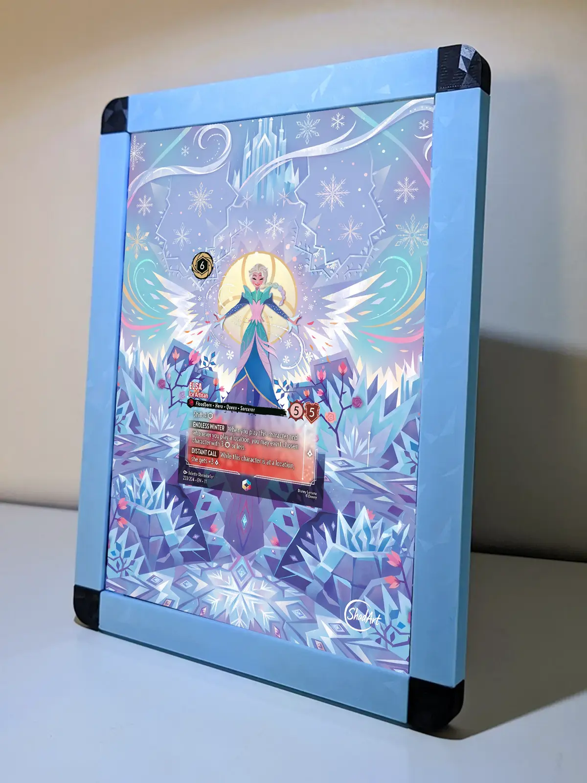 Esempio di progetto fisico ShadArtCustom dedicato a una carta Lorcana.