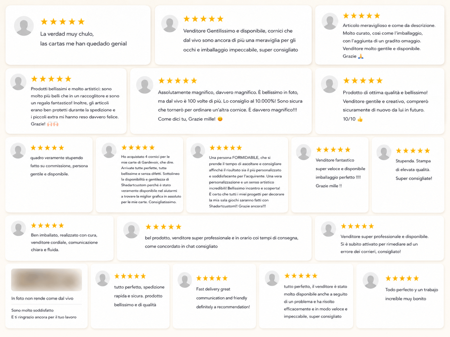 Raccolta feedback clienti ShadArtCustom